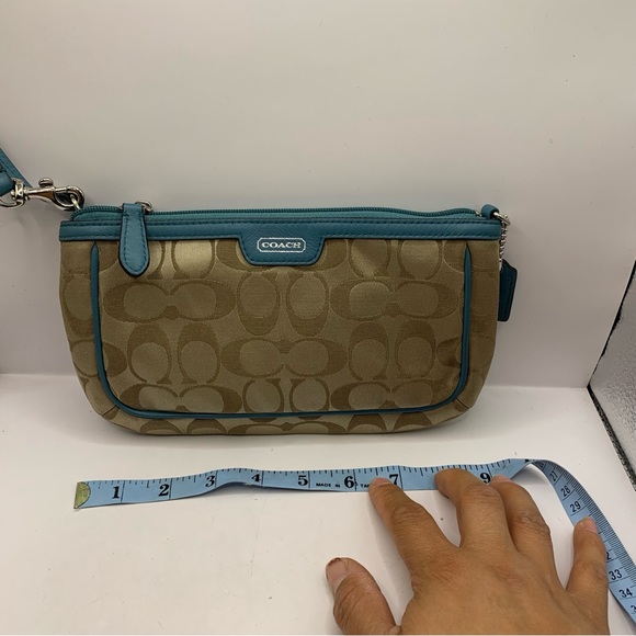 Vintage Coach Signature Leather Wristlet brown blue Y2K 90’s - Picture 2 of 5
